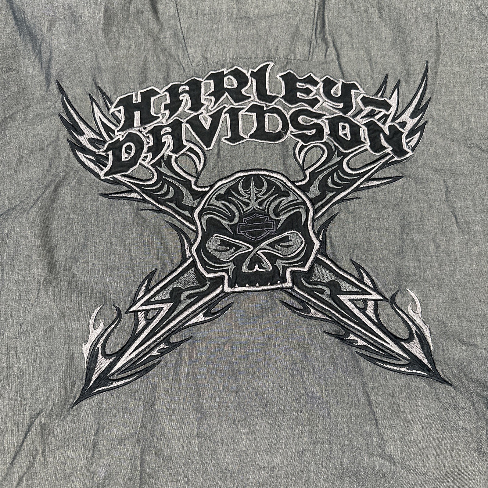 Harley Davidson Hidden Snap Button Down Long Slee… - image 22