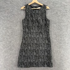 Loft Dress Women 8 Gray Floral Sheath Midi Zipper Sleeveless Lined Acrylic