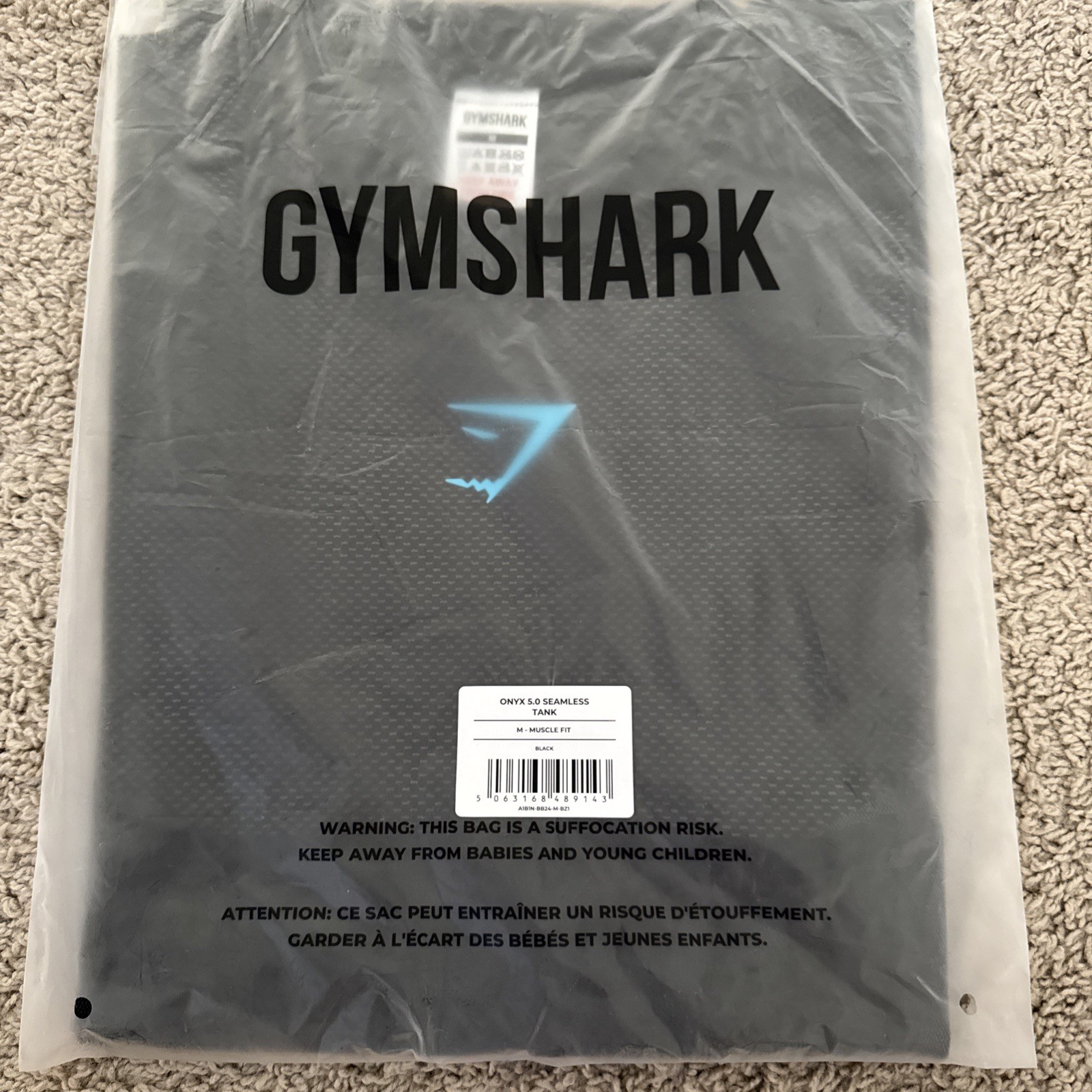 GymShark Onyx 5.0 Seamless Tank Black/Onyx Medium IN HAND BRAND NEW