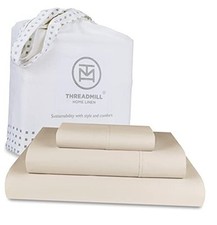 100 Cotton Sheets for Size Bed - 600 Thread Count Twin XL Light Beige Solid