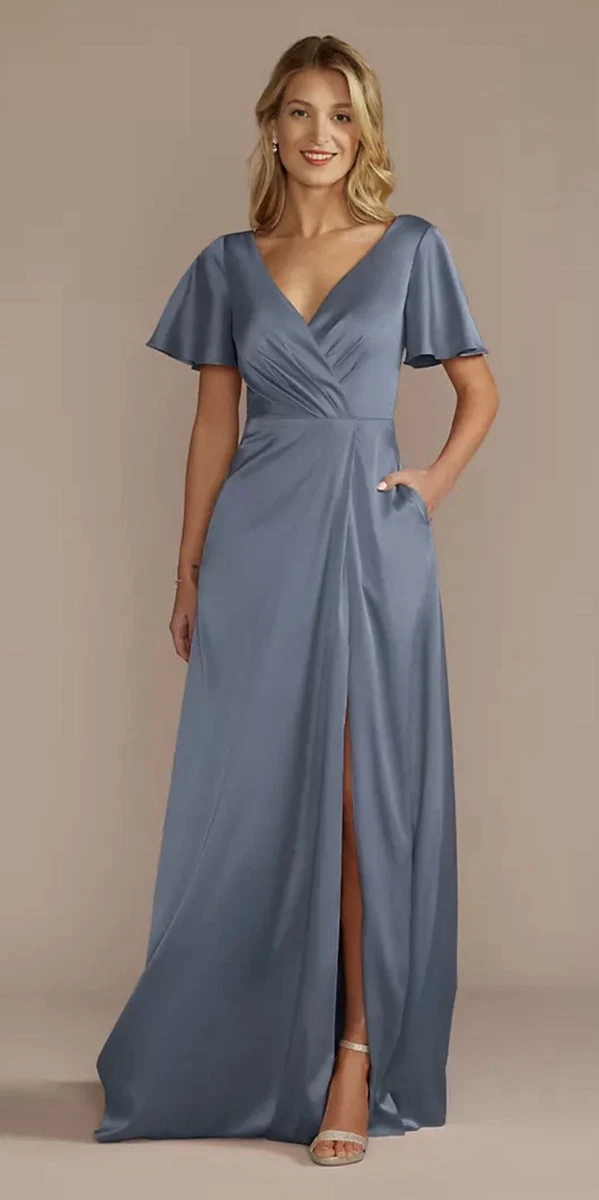 sachin and babi light blue dress As Is Mesh Long Bridesmaid Dress with Crisscross B main image 0