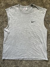 Vintage 90s Nike Gray Sleeveless T Shirt Tank Top Basketball Made in USA Sz L