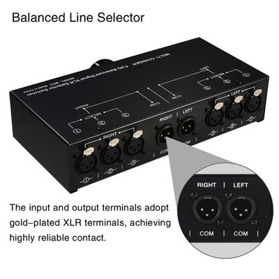 3 Way Passive Stereo Sound Switch 3 In 1 Out XLR Balanced Signal Selector Ho CHU