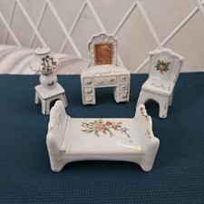 Vintage Porcelain Doll Furniture Lot Of 4 Made In Occupied Japan