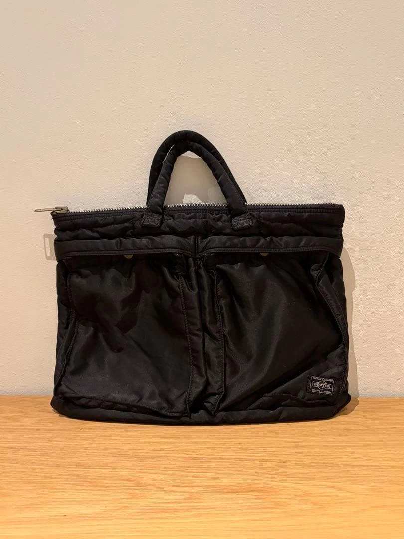 PORTER Yoshida TANKER Aktentasche Helmtasche schwarz Nylon orange Futter Japan