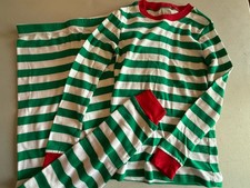 Kids Christmas Snug Fit pajamas Size 8 Green Stripes