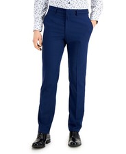 Kenneth Cole Mens Slim fit Dress Pants 30 / 32 Navy Blue Solid Stretch