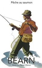 Affiche Poster Landes Béarn Pays Basque Aquitaine Pyrénées Pêche Saumon