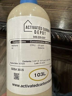Methane 25 ppm / Oxygen 20.9% / Nitrogen 103L Calibration Gas