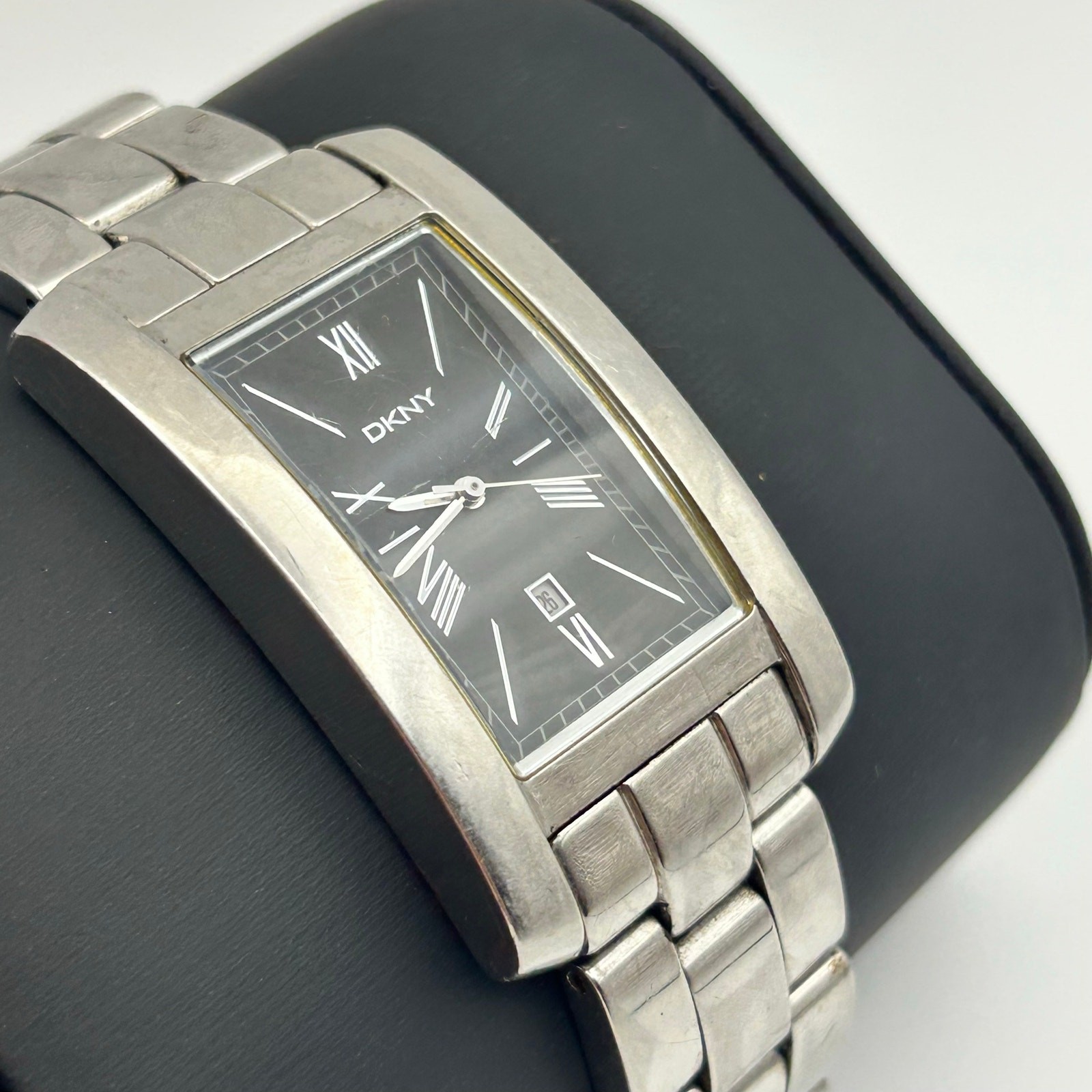 DKNY Silver-tone Black Dial Stainless Steel Men’s Watch Working NewBattery image 3