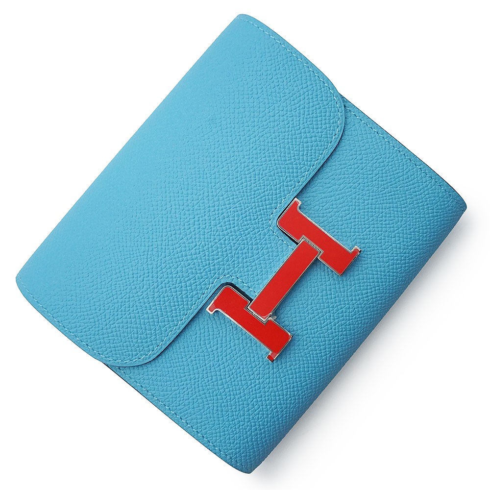 HERMES Constance Compact Veau Epsom Bleu de Nord Rouge de Coeur Y Stamp #009