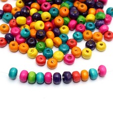 500 Mixed Color 6mm 1/4" Round Wood Beads Wooden beads Bracelet Making Beads