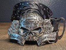 Harley Davidson Belt Buckle Sugar Skull Chrome Tone Metal Belt Buckle 2013 WOW!