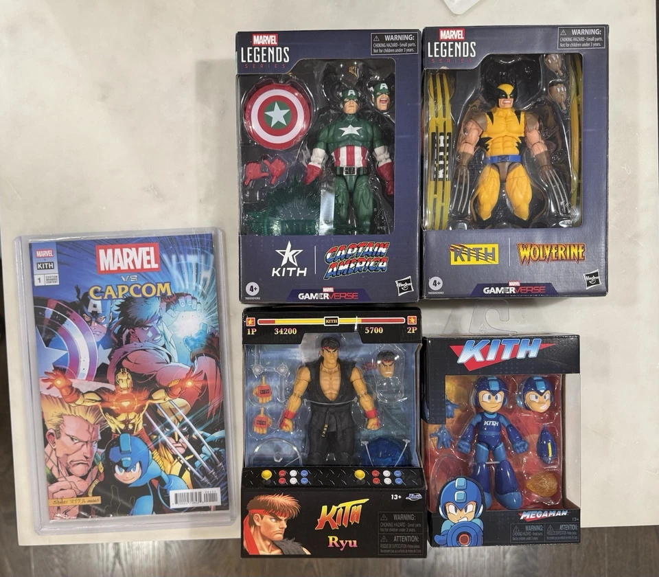 Juego completo de 4 figuras de acción Kith x Marvel VS Capcom Jada Toys Marvel Legends Foto 2 de 4