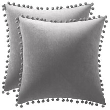 Decorative Pillow Cases 20x20 Light-Grey: 2 20" x 20" Pack of 2 Light Grey