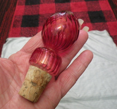 Egyptian Glass Wine Bottle Stopper from World Market Cranberry Color, Used