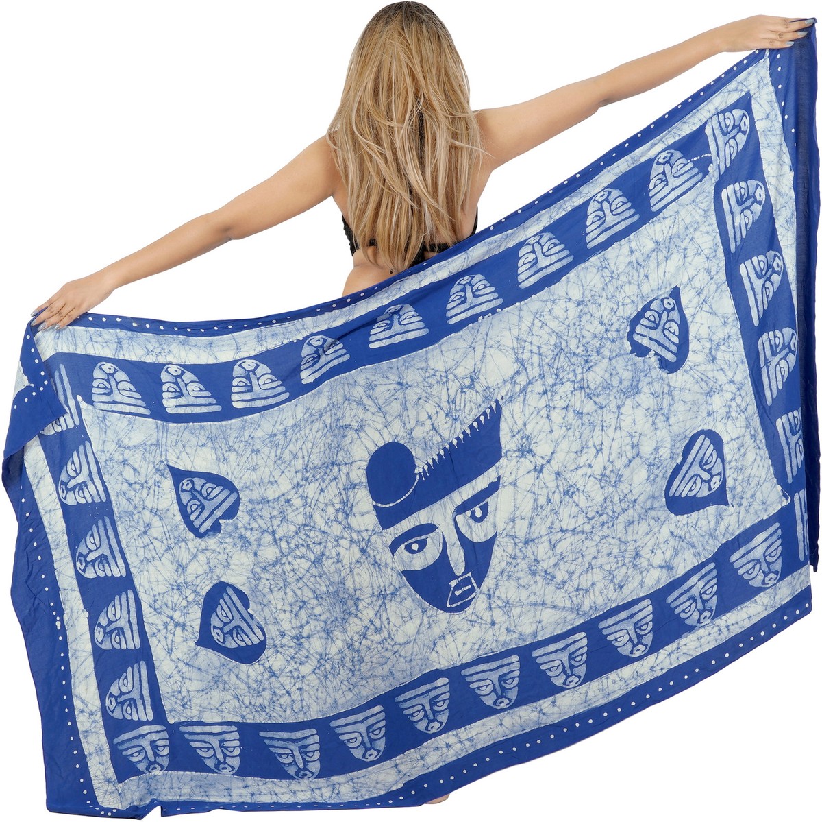 LA LEELA Women's One Size Tropical Blue Sarong Cover Up – Versatile Beach Wrap, Pareo, Maxi Skirt