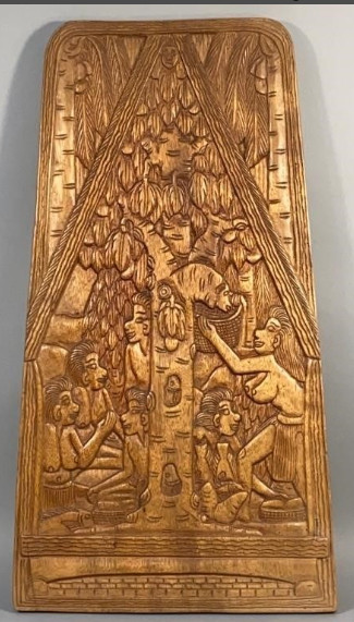 carved wooden panel by Jesus Mikel from Palau