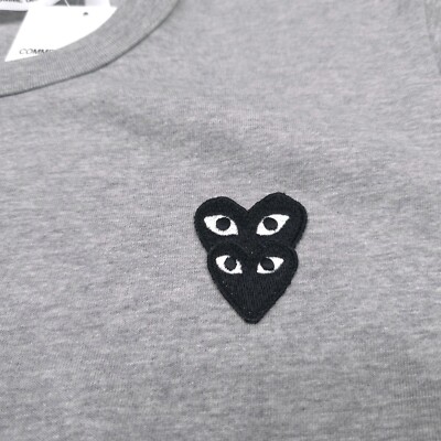 PLAY Comme Des Garcons T-Shirt Mens Small Gray Double Heart Japan
