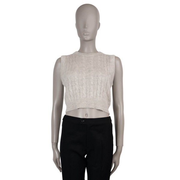 71837 Auth BRUNELLO CUCINELLI Beige Mohair 2021 LUREX Pullover Weste 42 M