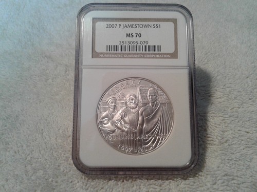 2007 P JAMESTOWN NGC MS70 $1 SILVER COMMEMORATIVE