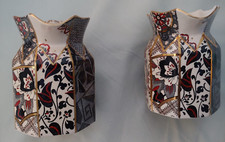 Pair of hand-painted Masons Applique Ironstone Ware Jugs