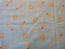 Baseball Theme on Light Blue Cotton Fabric 44" Wide x 45" long