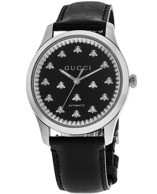 Montre automatique GUCCI G Timeless YA126286 cadran pierre d'onyx noir série 126,2