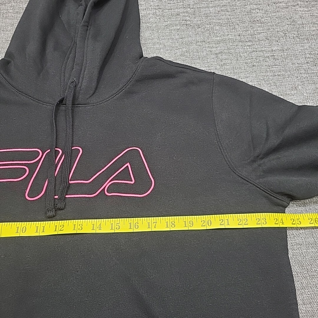 Felpa donna Fila con cappuccio taglia X Large nera maniche lunghe pullover trendy tutti i giorni