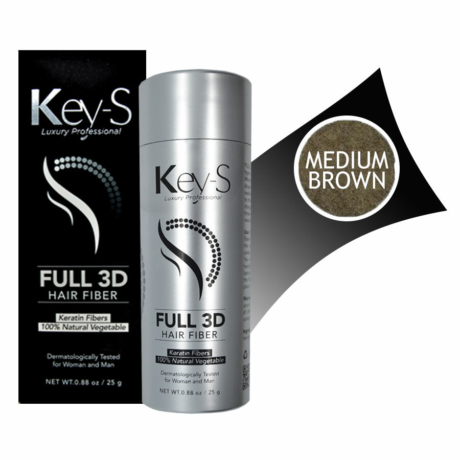 Key-S Luxury Microfibers Full 3D Hair Fiber Medium Brown 25 Gr.- Microfibre d...