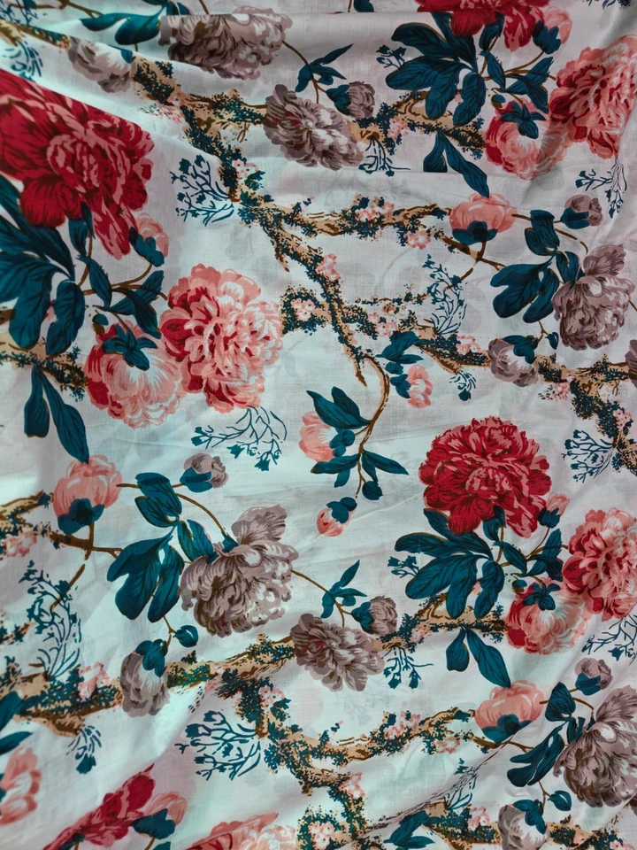 Indian Fabric Cotton Fabric By Yard Hand Block Print fabric Dressmaking White - Image 3 of 4