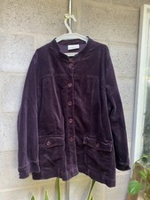 Fab “ann Harvey” Velvet Jacket Mandarin Collar Sz 24 Plum Purple Vgc