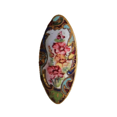 Alter Knopf - Emaille bemalt und Champlevé - 32 mm - 19. Jh. - Emaille Knöpfe