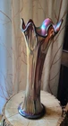 Fenton Amethyst Carnival Glass Diamond And Rib Pattern Swung Vase