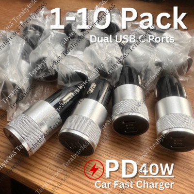 Dual USB C Type C PD Fast 40W Car Charger Adapter Lot For iPhone 15 iPad Samsung