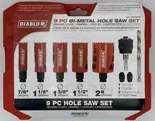 Freud DHS09SGP Diablo 9 Piece High Performance Hole Saw Set 7/8" - 2"