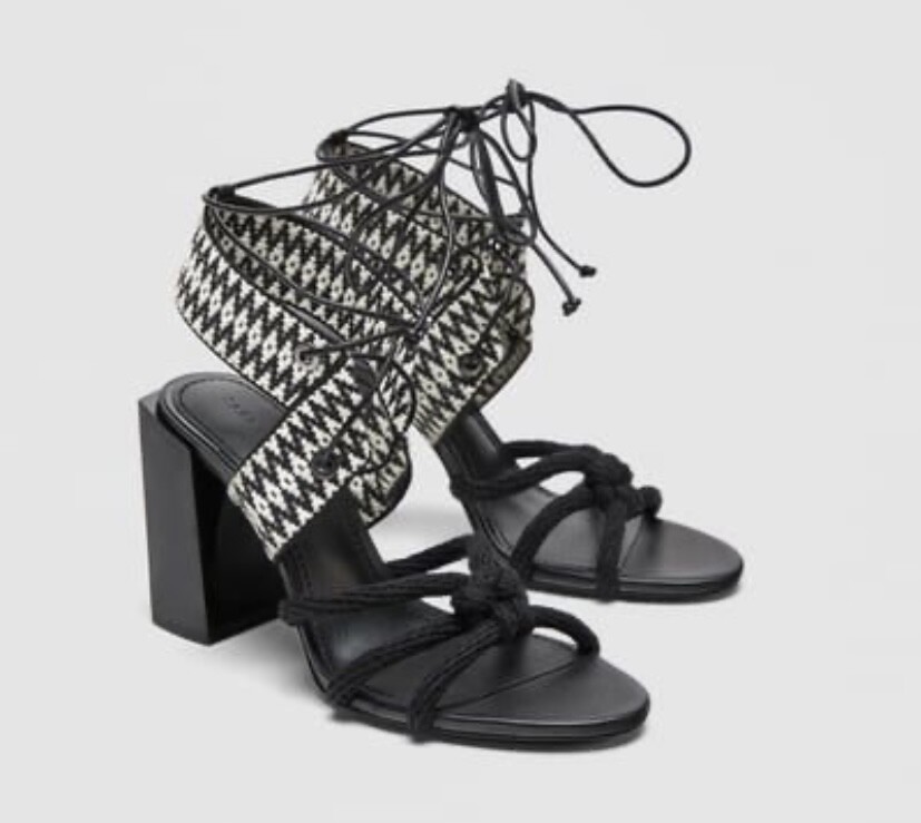 BNWT dust bag Stunning ZARA Woven Tie Block Heel Sandals Shoes