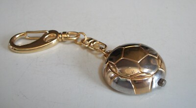 Boy's or girl's Cool Gold & Silver Finish Soccer ball clip on keychain watch