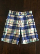 JANIE AND JACK Boys Blue, Green  Yellow PLAID Shorts Size 3