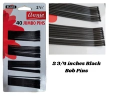 Annie 2 3/4'' Bobby Pins Black Hair jumbo Pins Bob Pins 40 Pack