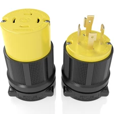 20A Generator Plug + Connector Set Black/Yellow L14-20P 2411 + L14-20R 2413 AMPS