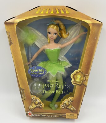 Disney Peter Pan Tinker Bell Doll 2004 Mattel Sparkly Pixie Dust And Wand Read