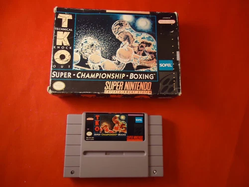 TKO Super Championship Boxing Super Nintendo SNES 1992 w Box game WORKS! T.K.O.