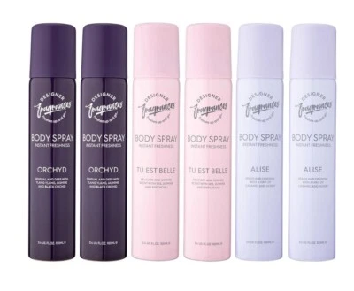 ￼Designer Fragrances 6 Pack Bundle-Tu Est Belle,Orchyd,Alise Women’s Body Spray