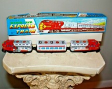 Vintage Wind up 'Express Train' tin toy in the original cardboard box 1970's