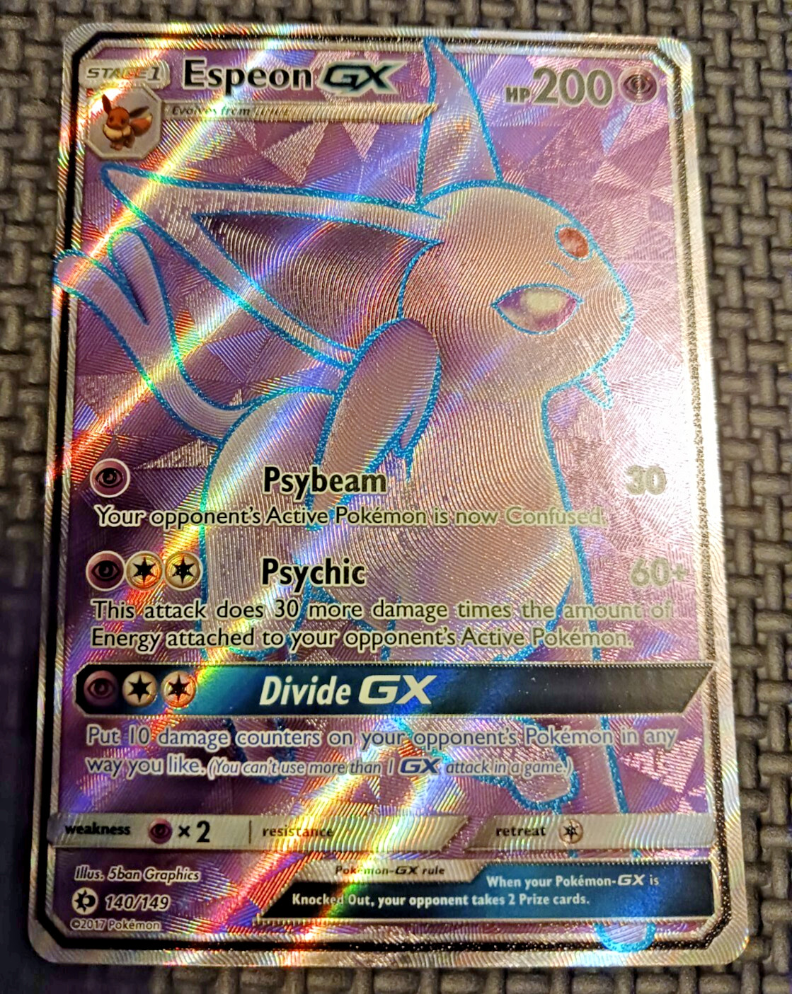 2017 Pokemon Sun & Moon #140 Espeon GX full Art LP+
