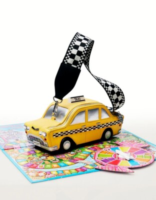 Betsey Johnson Kitsch Fare Play Taxi Crossbody in Yellow