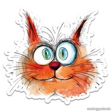 Happy Orange Cat, Vinyl Decal Sticker, Indoor Outdoor, 3 Sizes, 12366