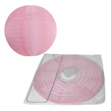16 Inch Pink Shimmering Nylon Lantern, Even Ribbing, Durable, Hanging Decoration
