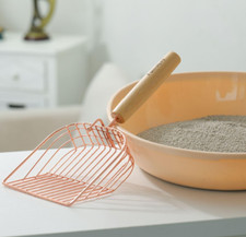 Metal Cat Litter Scoop - Rose Gold, Beech Wood Handle